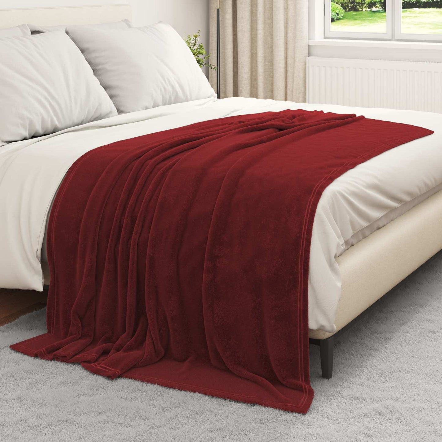 Throw Blanket Bordeaux Red 150 x 200 cm Fleece
