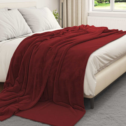 Throw Blanket Bordeaux Red 240 x 270 cm Fleece