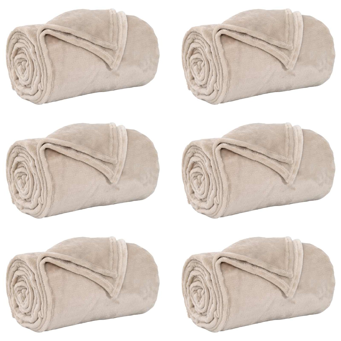 Throw Blankets 6 pcs Beige 130 x 150 cm Fleece