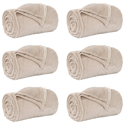 Throw Blankets 6 pcs Beige 220 x 240 cm Fleece