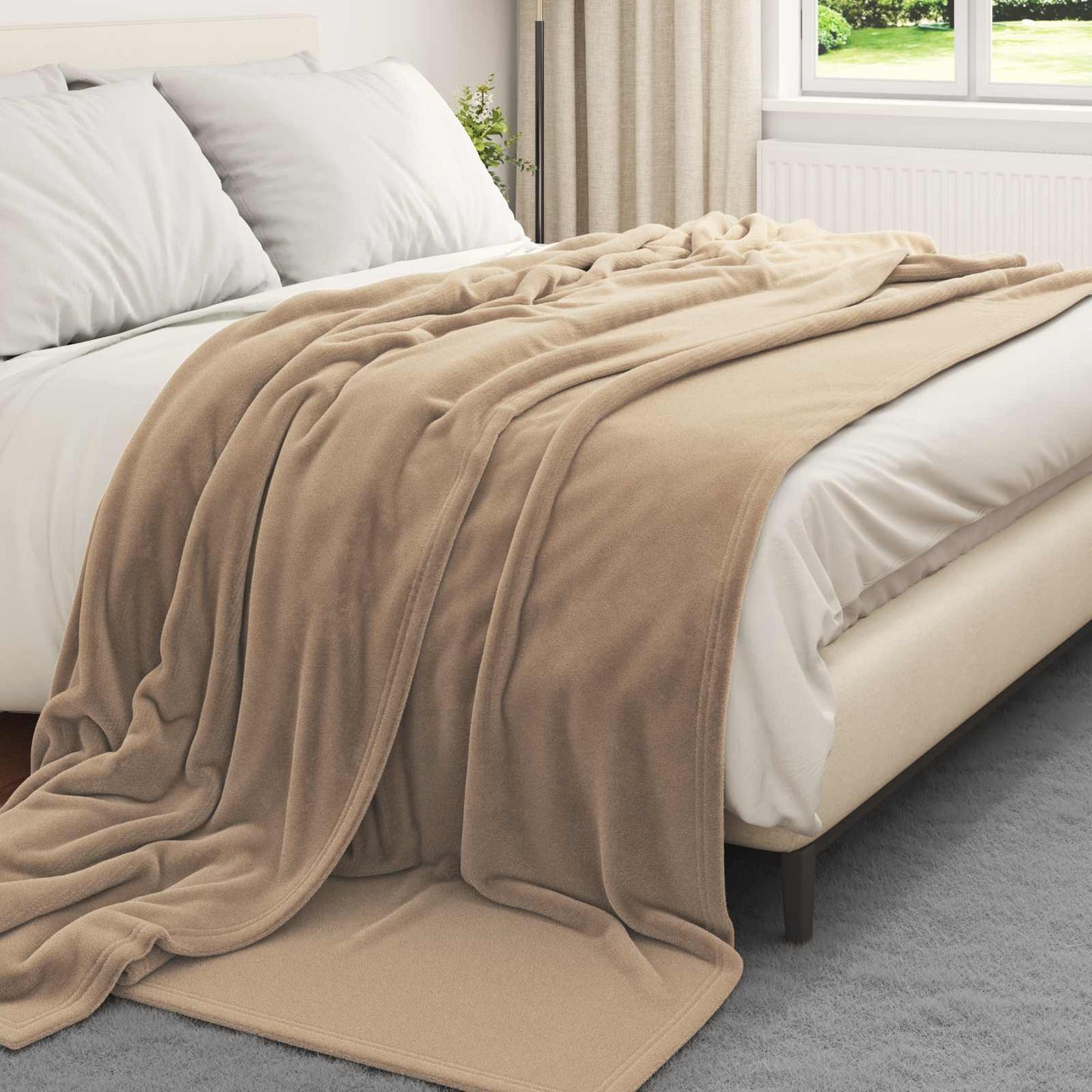 Throw Blankets 6 pcs Camel 240 x 270 cm Fleece