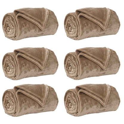 Throw Blankets 6 pcs Camel 240 x 270 cm Fleece