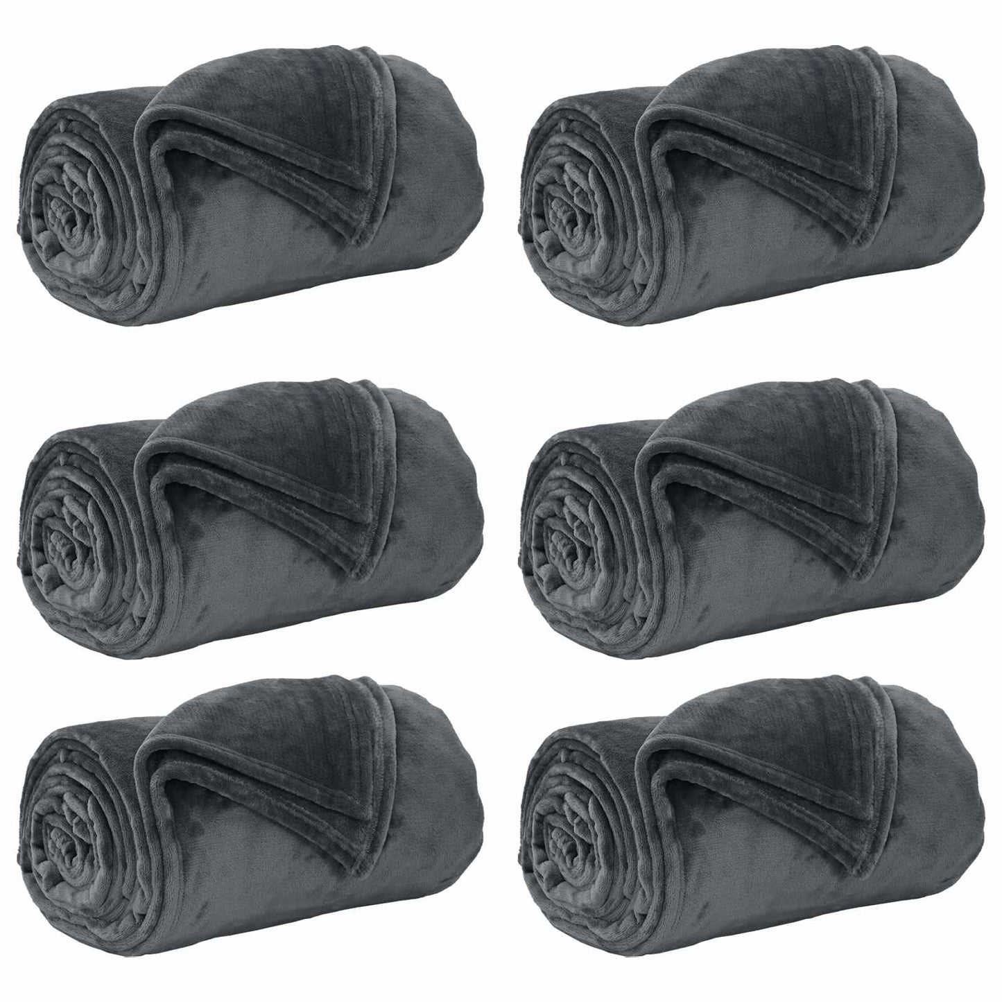 Throw Blankets 6 pcs Dark Grey 130 x 150 cm Fleece