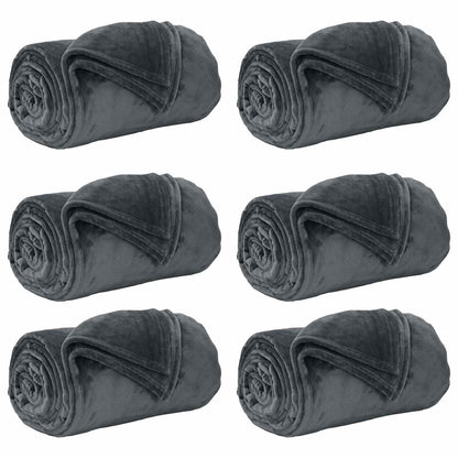 Throw Blankets 6 pcs Dark Grey 220 x 240 cm Fleece