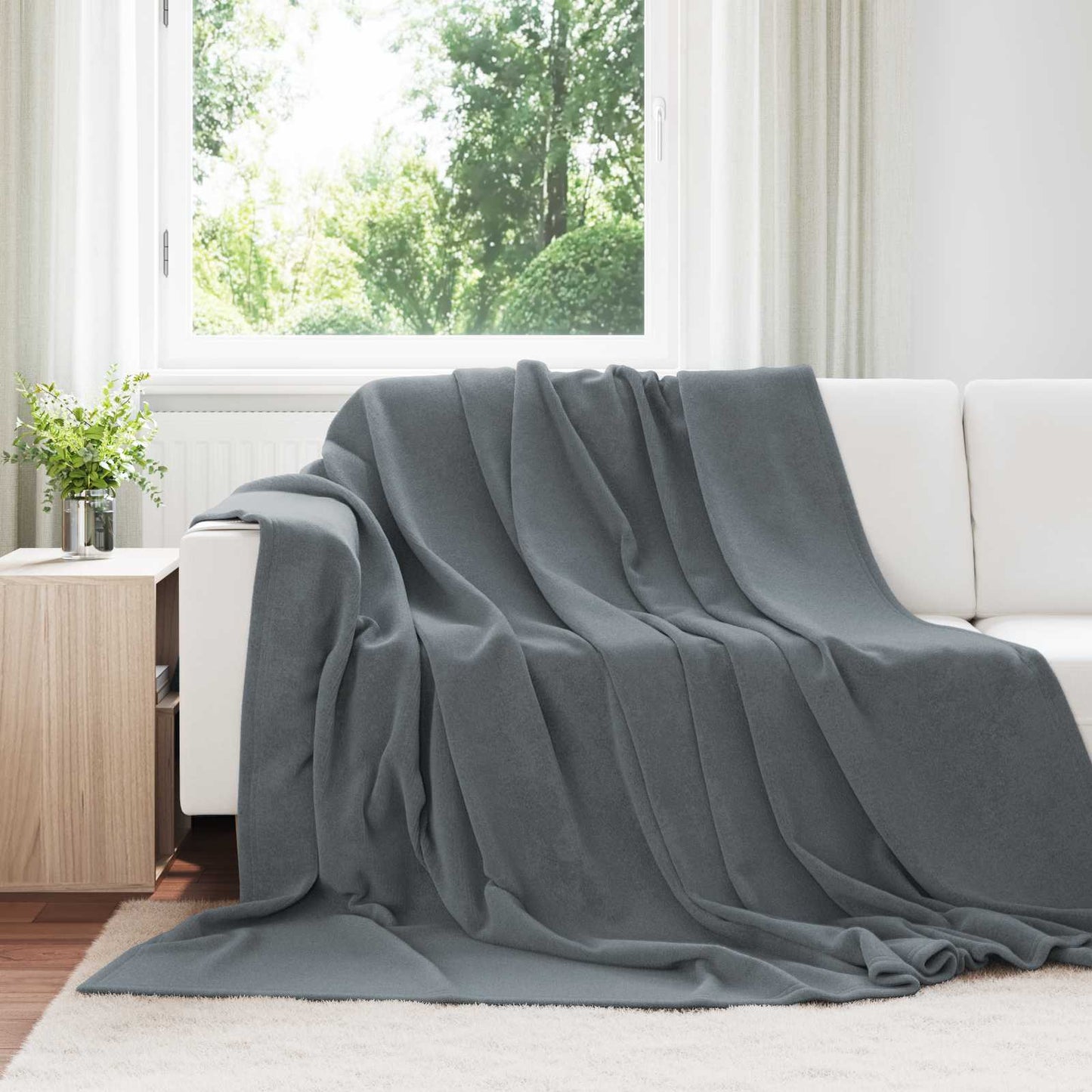 Throw Blankets 6 pcs Dark Grey 240 x 270 cm Fleece