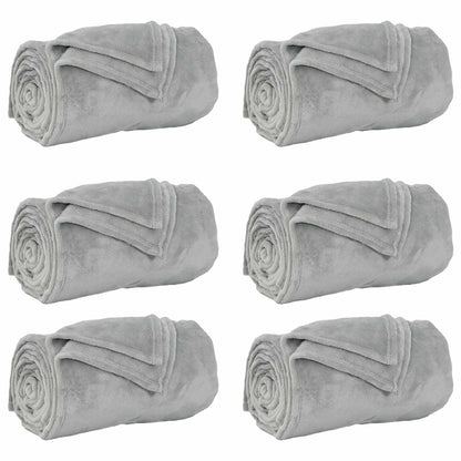 Throw Blankets 6 pcs Grey 150 x 200 cm Fleece