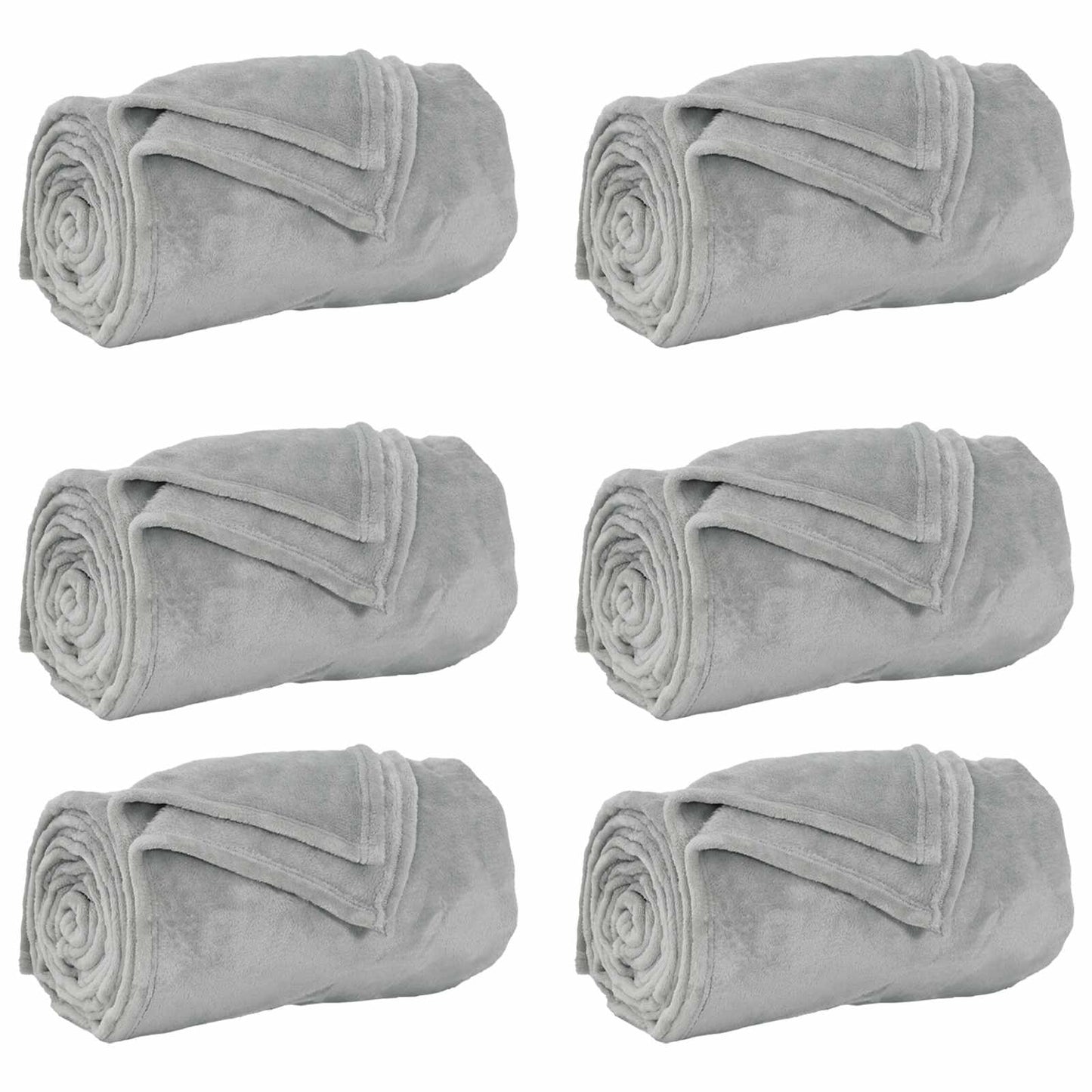 Throw Blankets 6 pcs Grey 220 x 240 cm Fleece