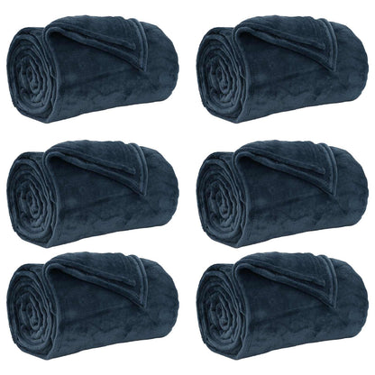 Throw Blankets 6 pcs Navy Blue 130 x 150 cm Fleece