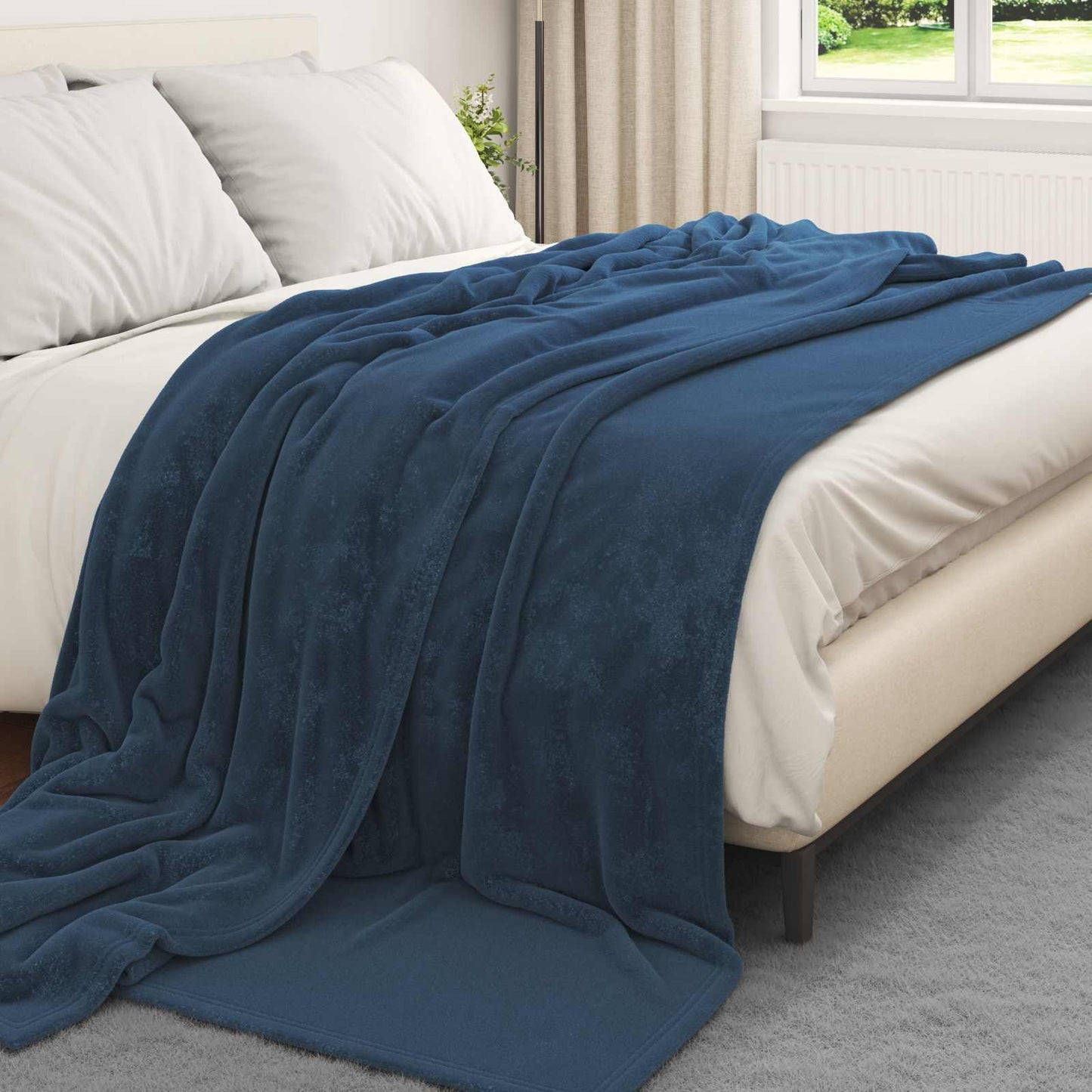 Throw Blankets 6 pcs Navy Blue 220 x 240 cm Fleece