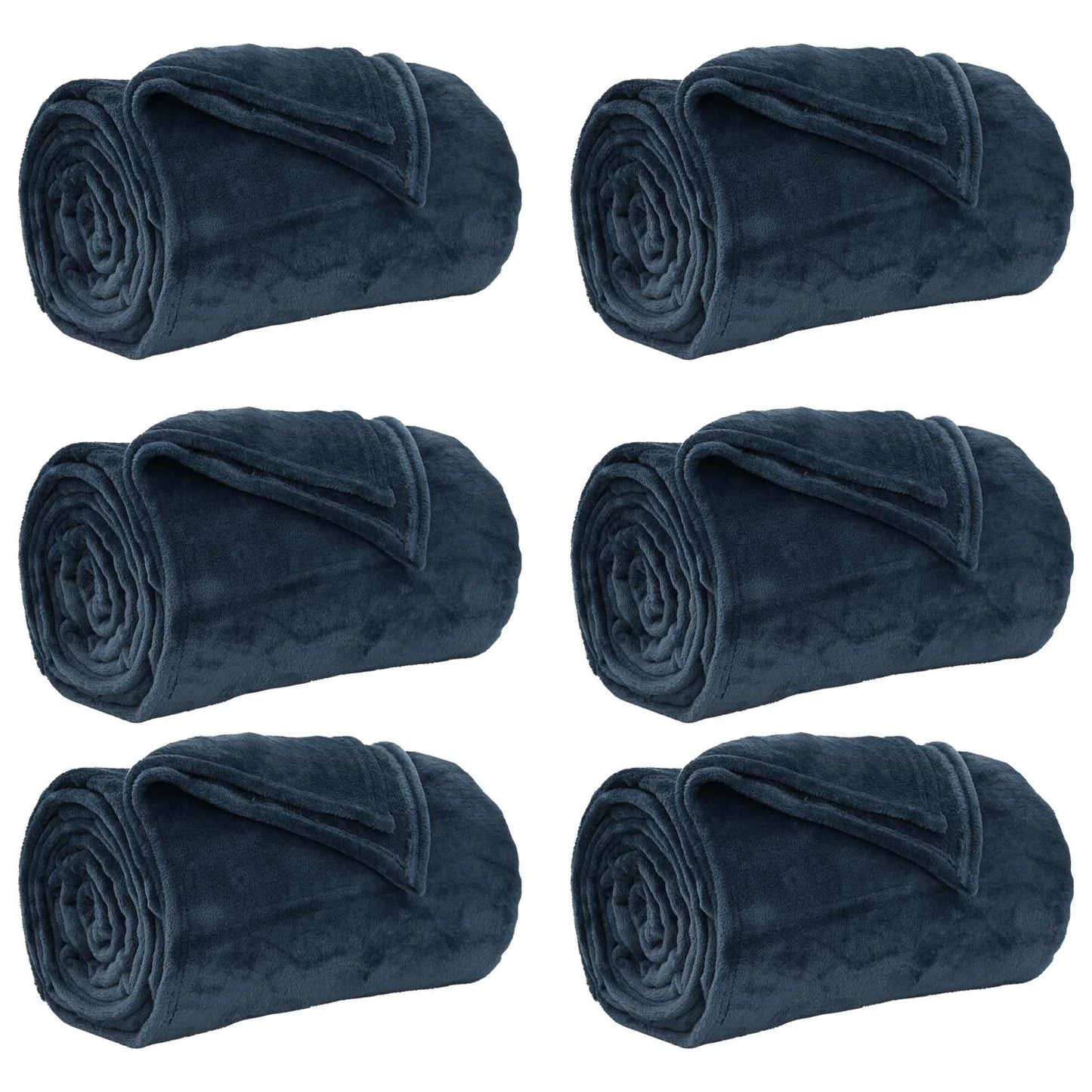 Throw Blankets 6 pcs Navy Blue 220 x 240 cm Fleece