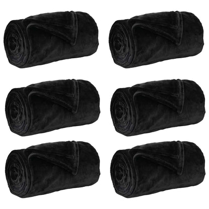 Throw Blankets 6 pcs Black 130 x 150 cm Fleece