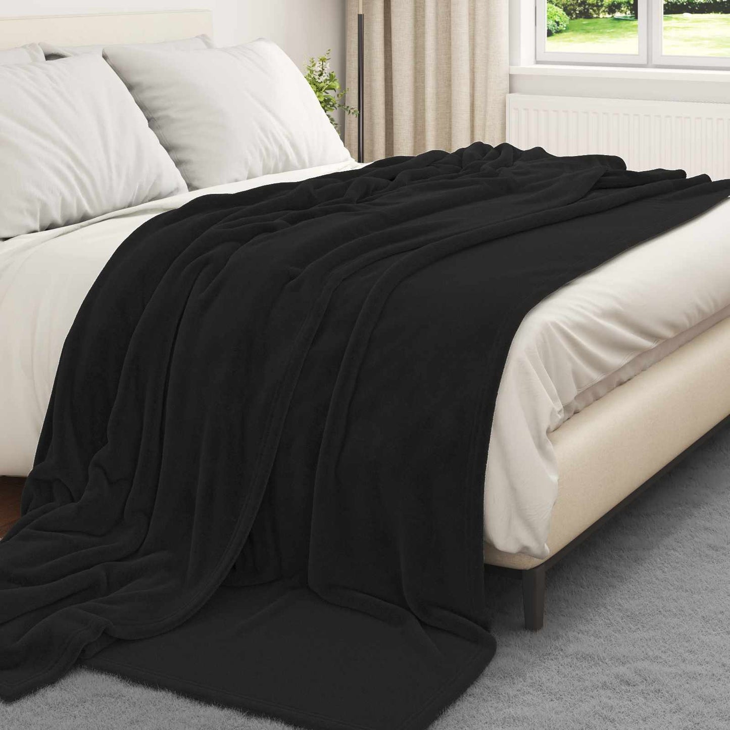 Throw Blankets 6 pcs Black 220 x 240 cm Fleece