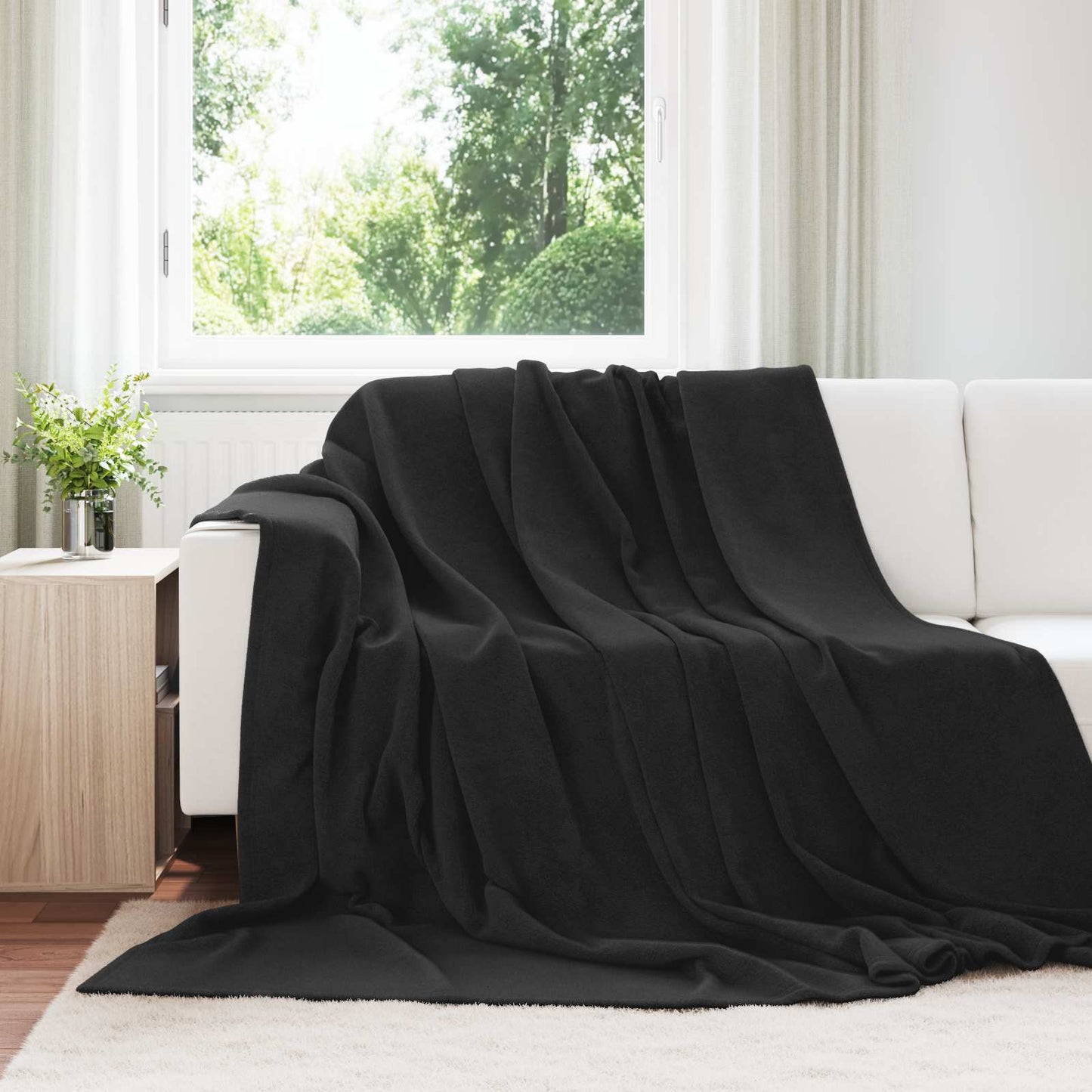 Throw Blankets 6 pcs Black 240 x 270 cm Fleece