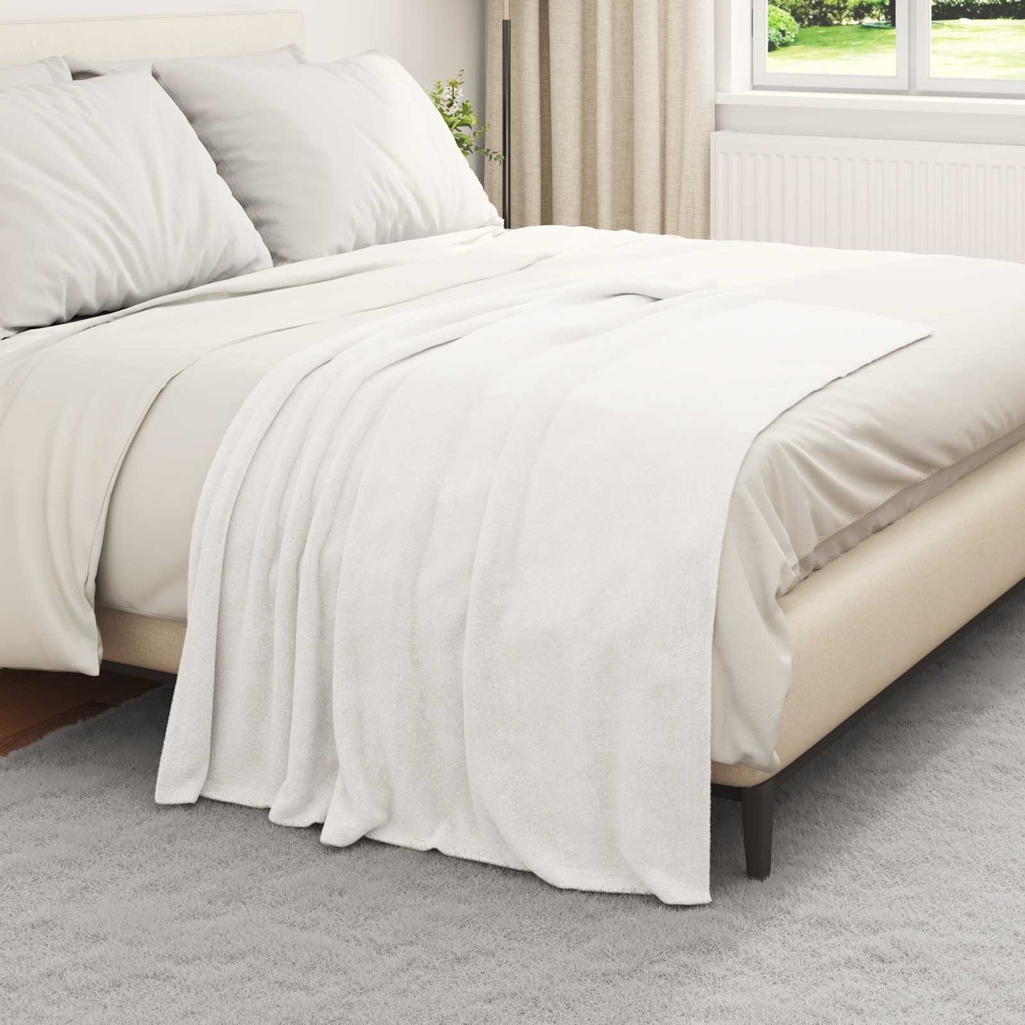 Throw Blankets 6 pcs White 130 x 150 cm Fleece
