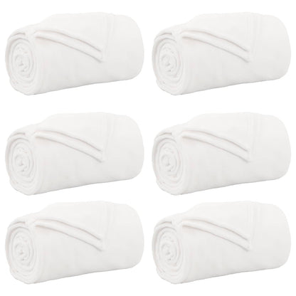 Throw Blankets 6 pcs White 130 x 150 cm Fleece