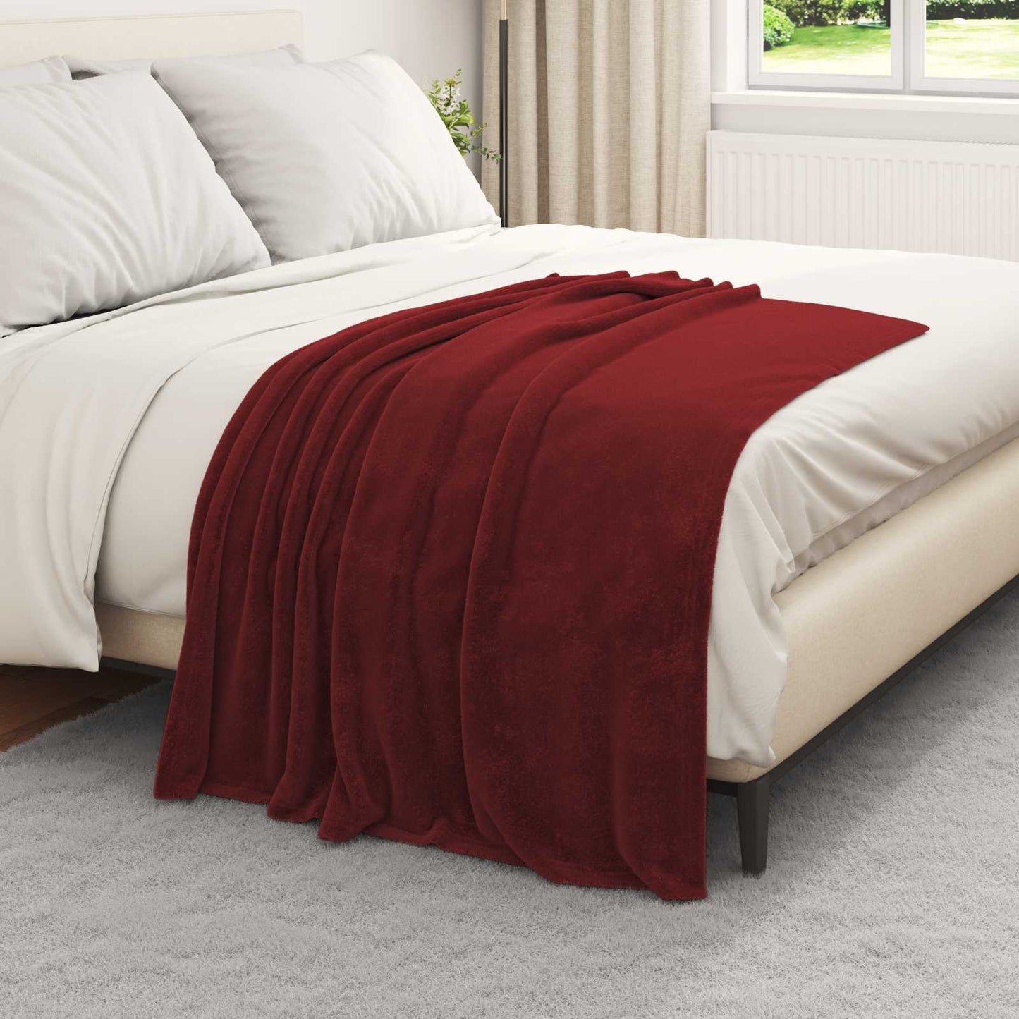 Throw Blankets 6 pcs Bordeaux Red 130 x 150 cm Fleece