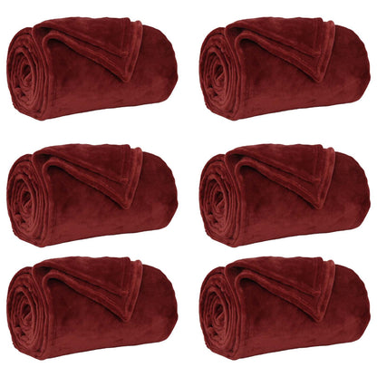 Throw Blankets 6 pcs Bordeaux Red 150 x 200 cm Fleece