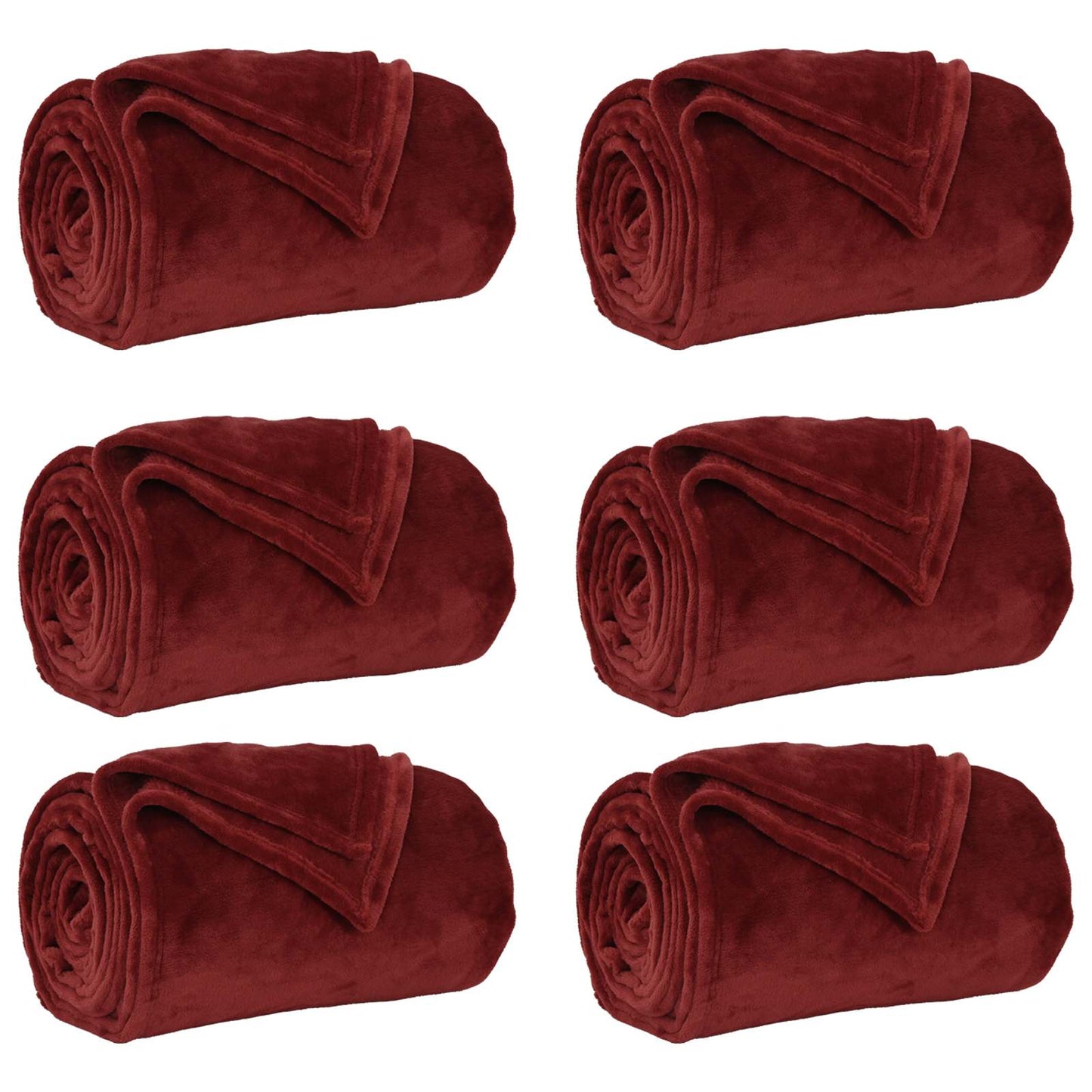 Throw Blankets 6 pcs Bordeaux Red 240 x 270 cm Fleece