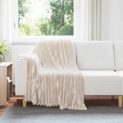Throw Blanket Beige 150 x 130 cm Fleece