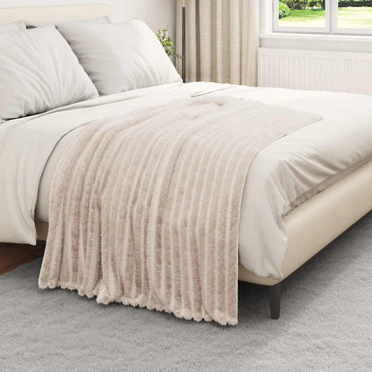 Throw Blanket Beige 150 x 130 cm Fleece