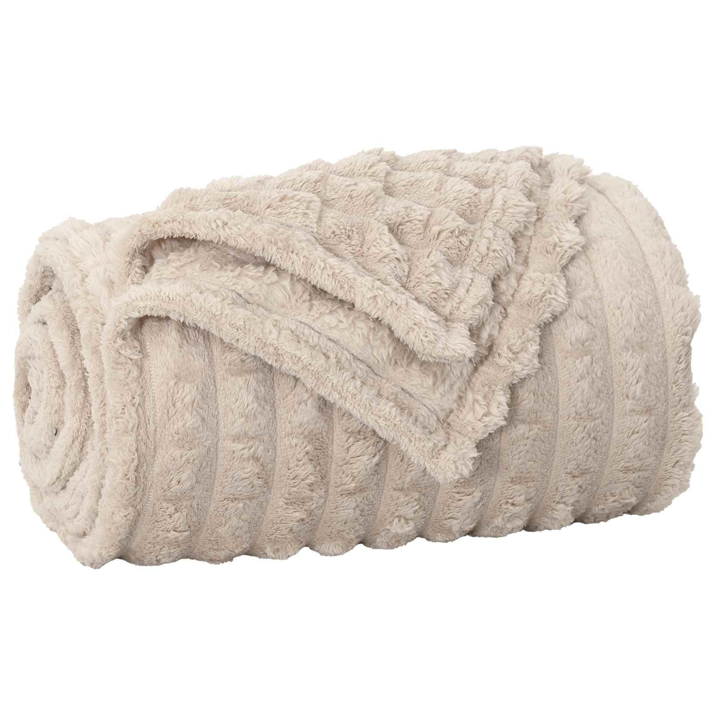 Throw Blanket Beige 150 x 130 cm Fleece