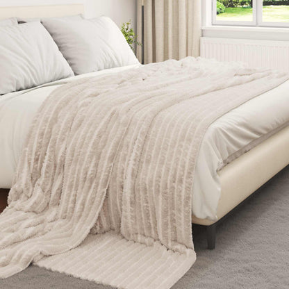 Throw Blanket Beige 240 x 220 cm Fleece