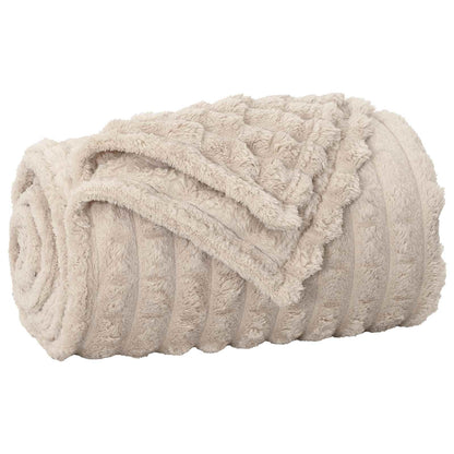 Throw Blanket Beige 240 x 220 cm Fleece