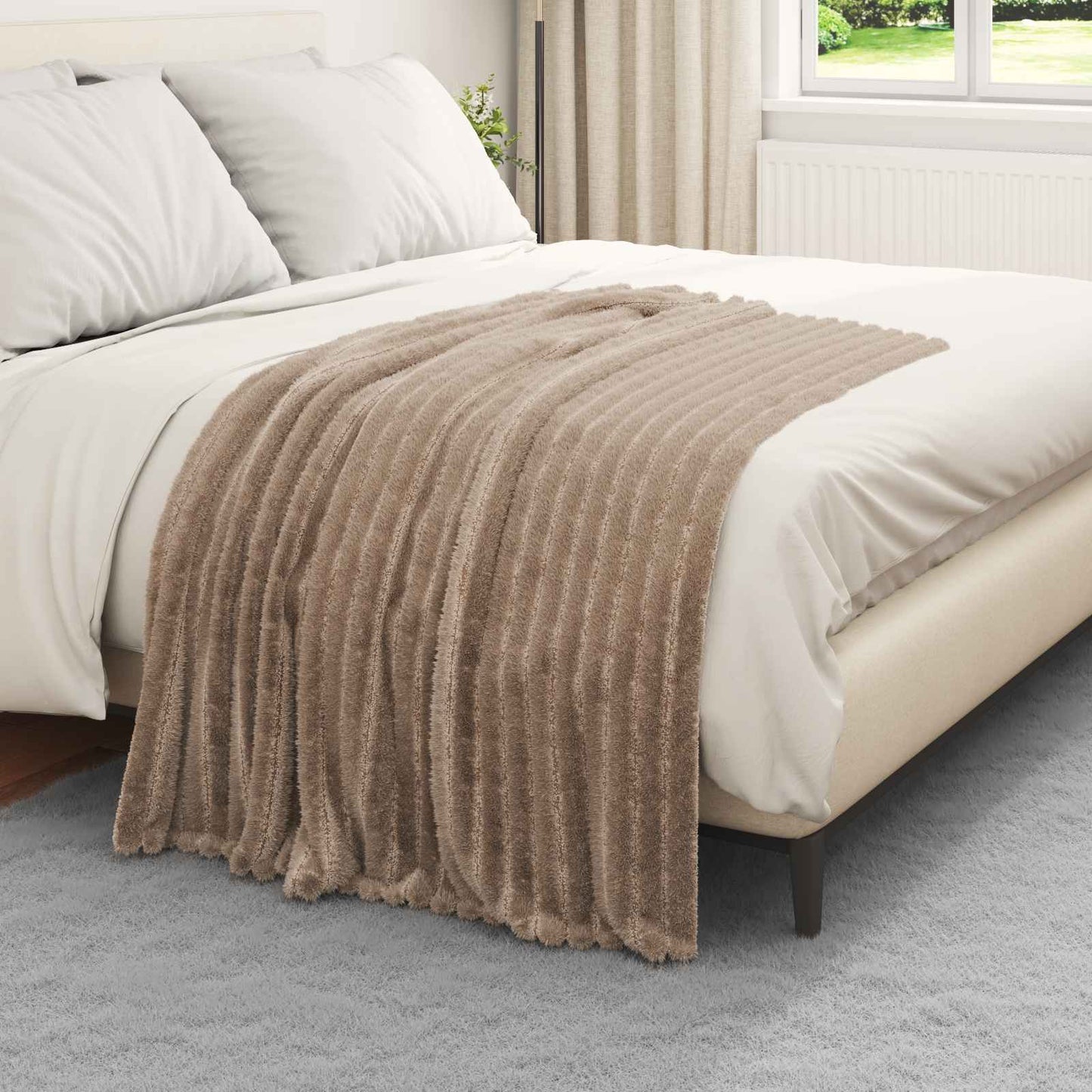 Throw Blanket Camel 150 x 130 cm Fleece
