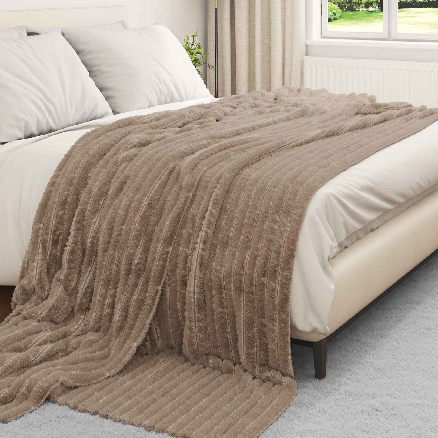 Throw Blanket Camel 270 x 240 cm Fleece
