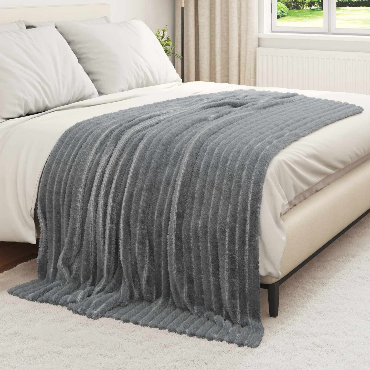 Throw Blanket Dark Grey 200 x 150 cm Fleece
