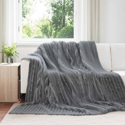 Throw Blanket Dark Grey 240 x 220 cm Fleece