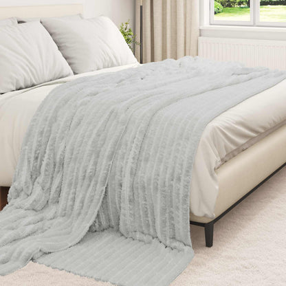 Throw Blanket Grey 240 x 220 cm Fleece