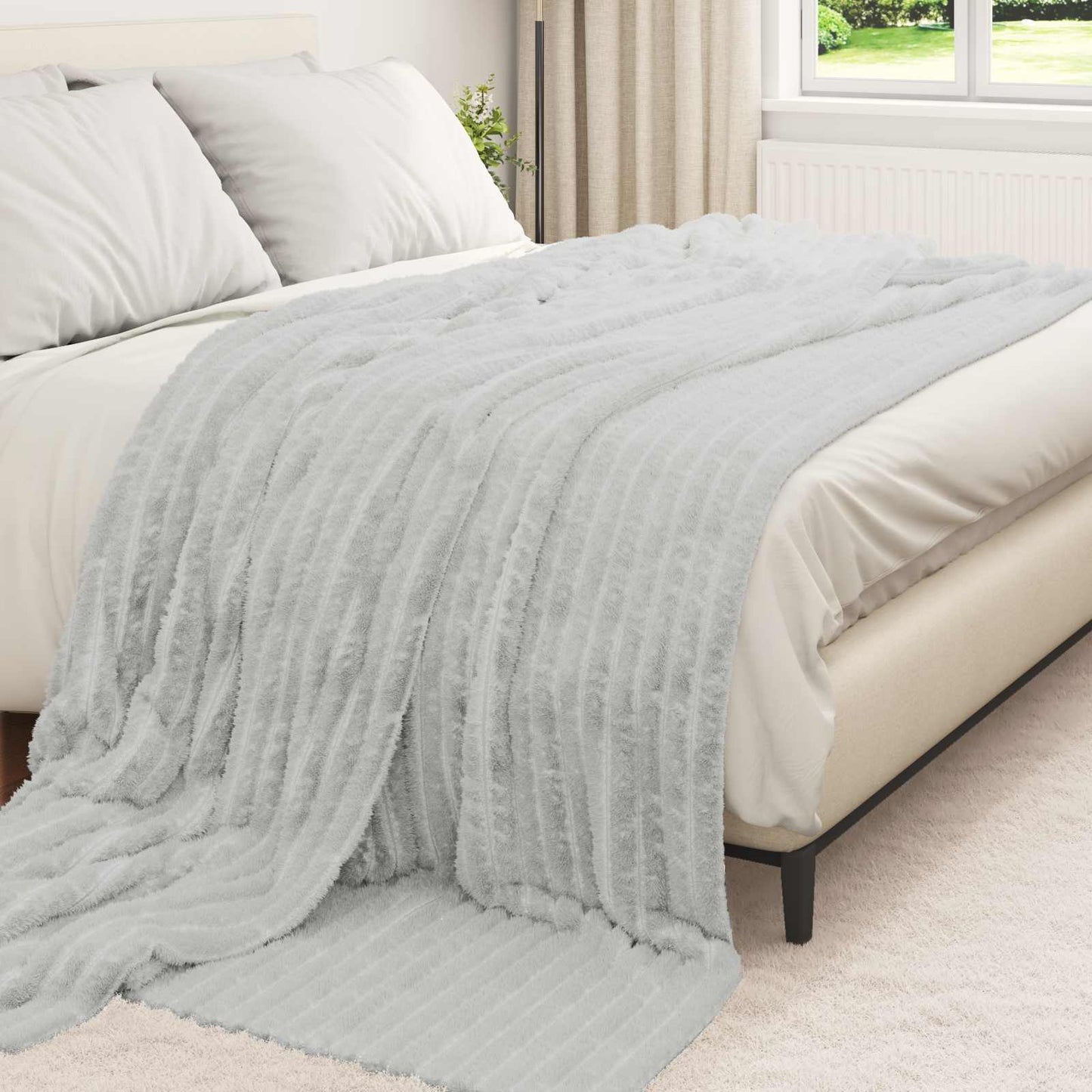Throw Blanket Grey 270 x 240 cm Fleece