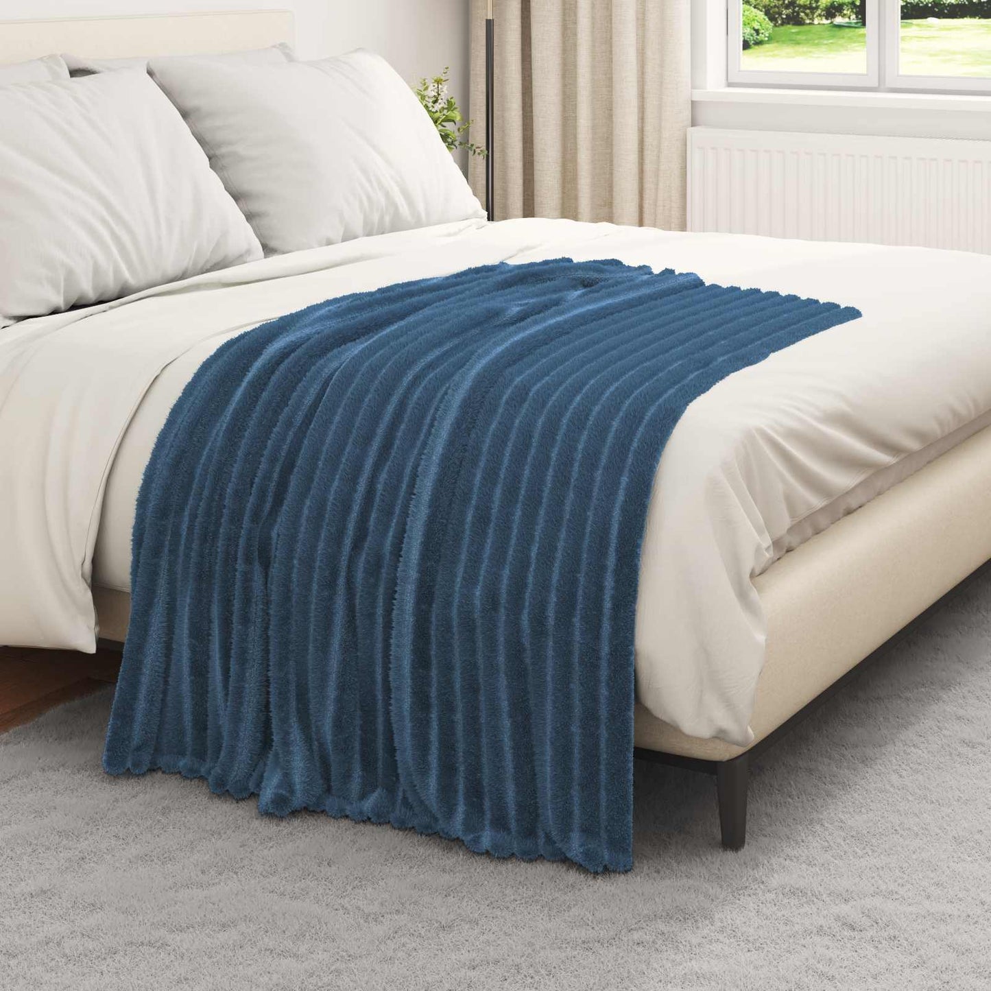 Throw Blanket Navy Blue 150 x 130 cm Fleece
