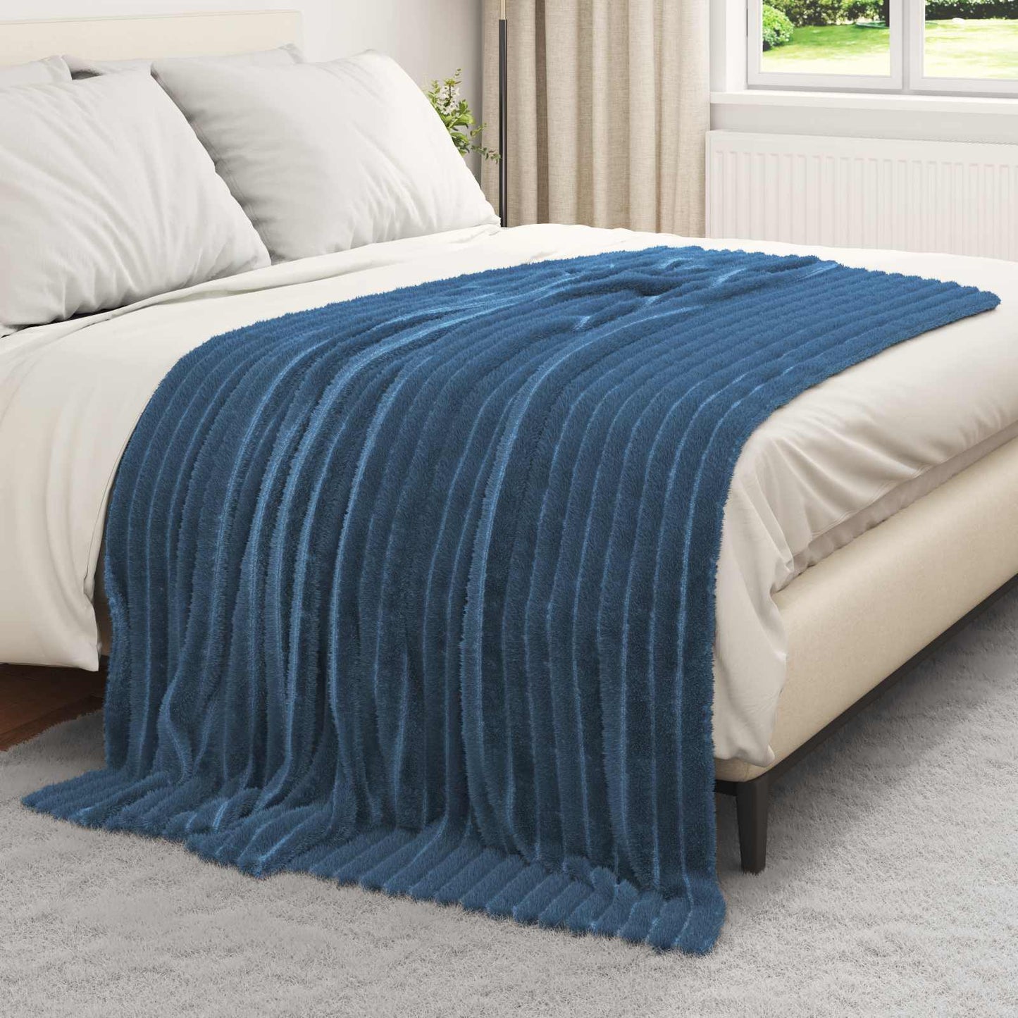 Throw Blanket Navy Blue 200 x 150 cm Fleece