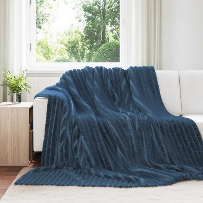 Throw Blanket Navy Blue 240 x 220 cm Fleece