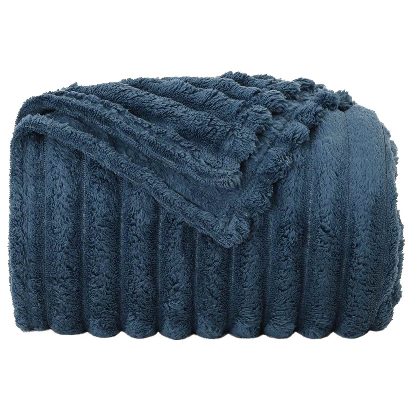 Throw Blanket Navy Blue 240 x 220 cm Fleece