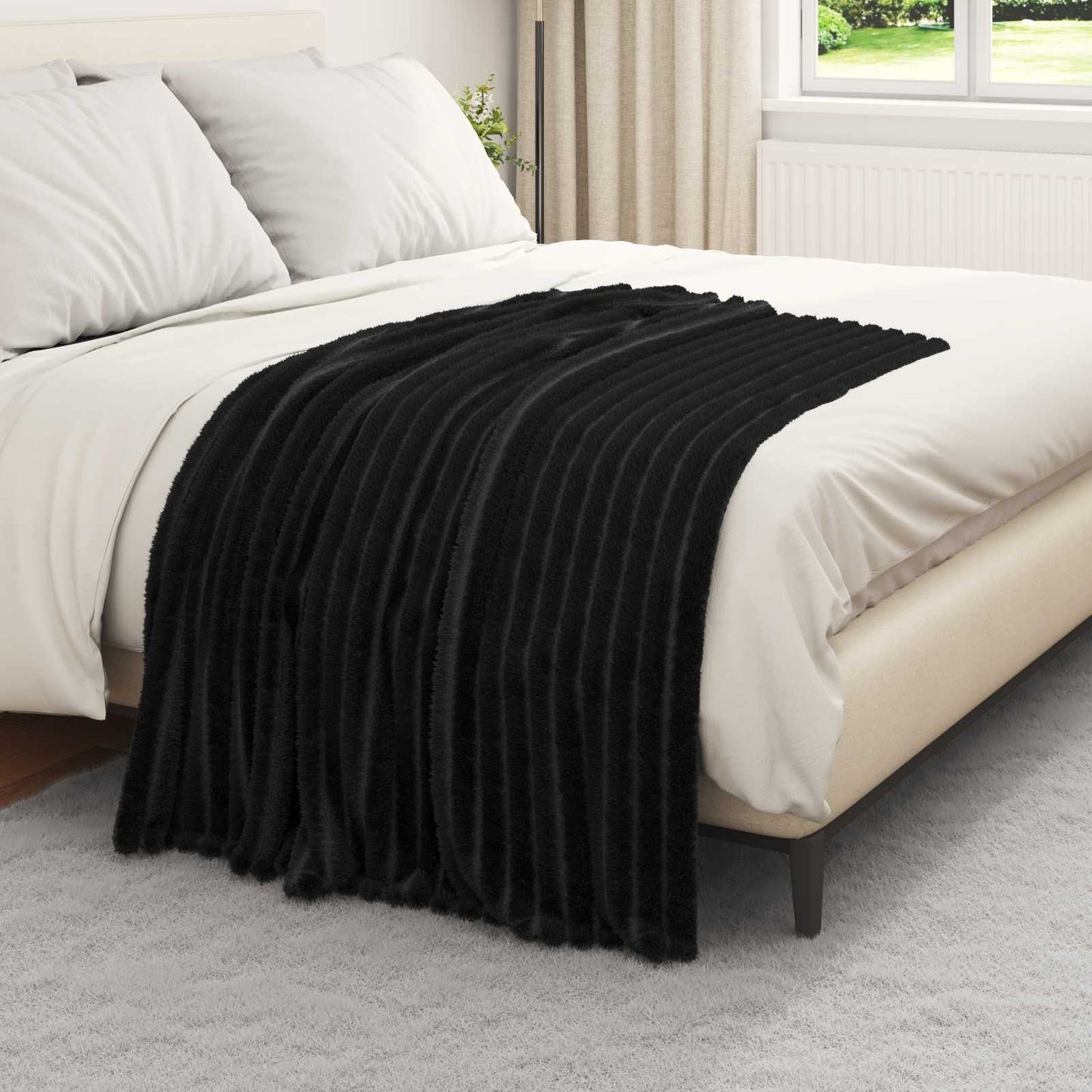 Throw Blanket Black 150 x 130 cm Fleece