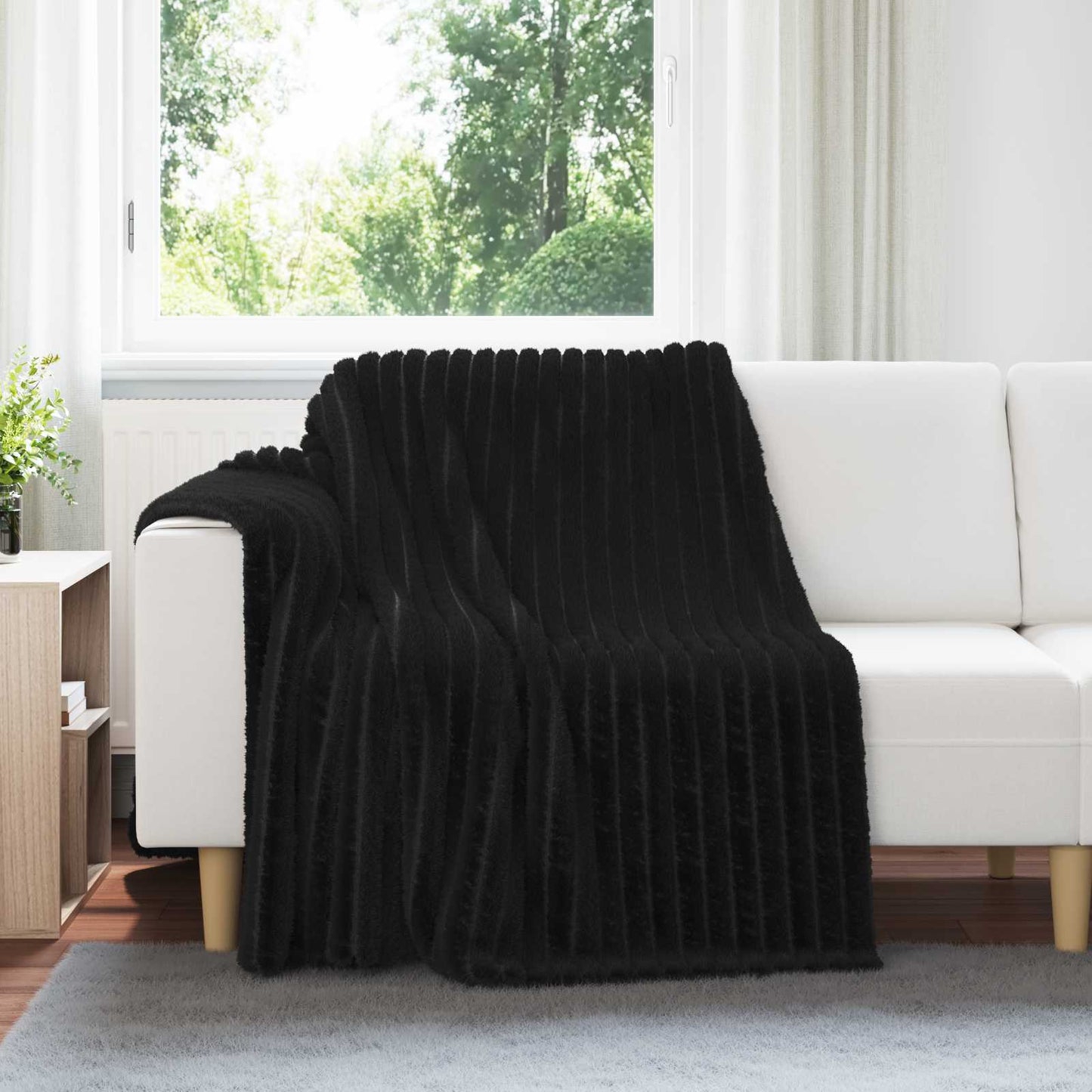 Throw Blanket Black 200 x 150 cm Fleece