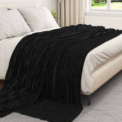 Throw Blanket Black 240 x 220 cm Fleece