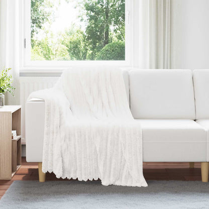 Throw Blanket White 150 x 130 cm Fleece