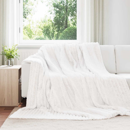 Throw Blanket White 240 x 220 cm Fleece