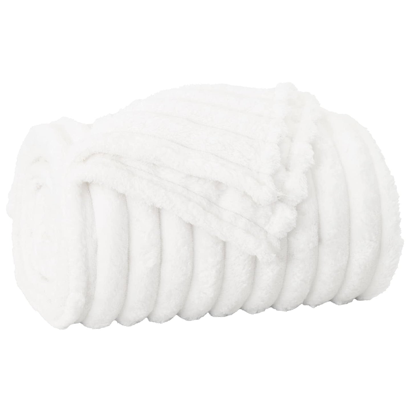 Throw Blanket White 240 x 220 cm Fleece