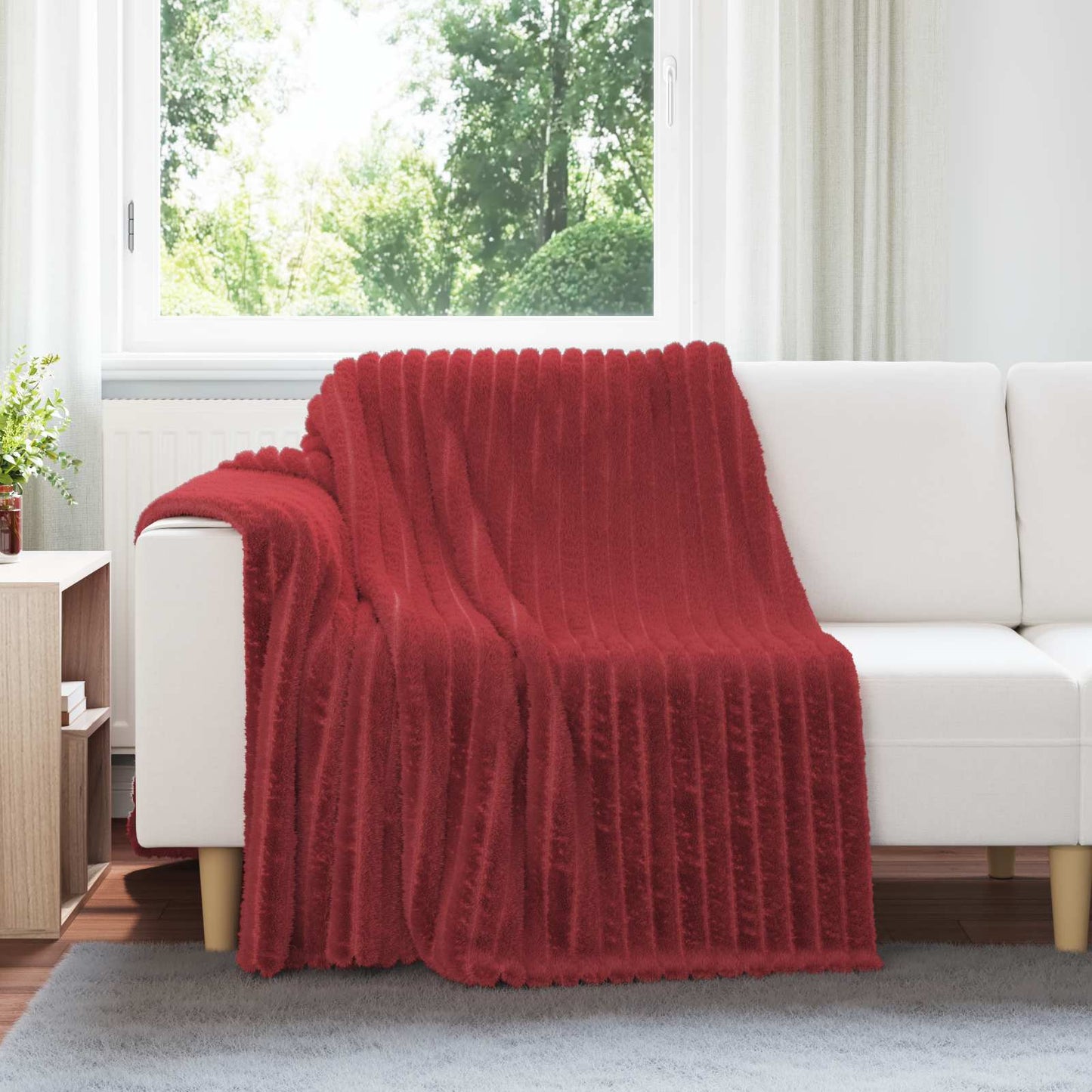 Throw Blanket Bordeaux Red 200 x 150 cm Fleece