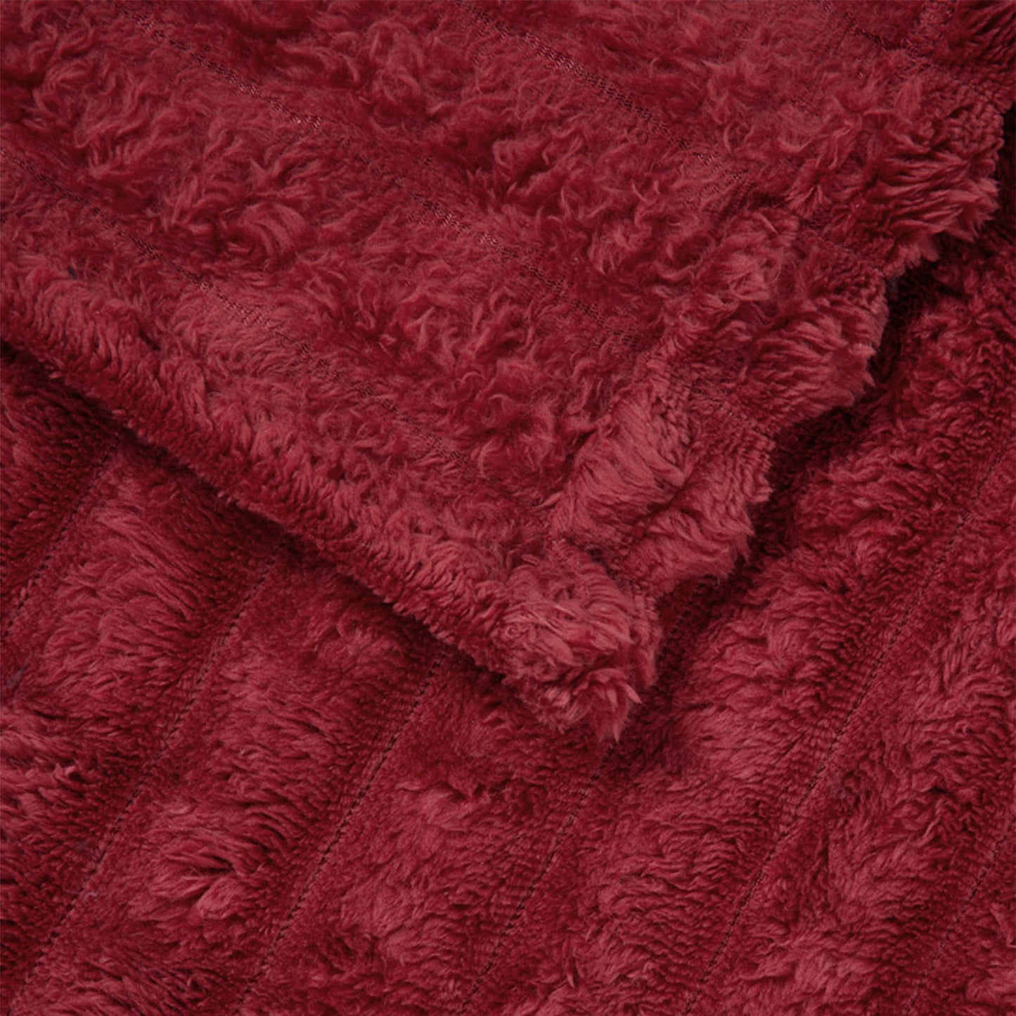 Throw Blanket Bordeaux Red 240 x 220 cm Fleece