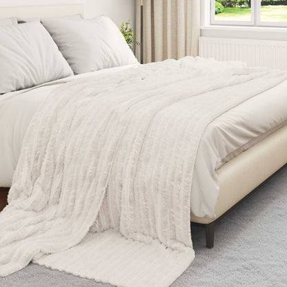 Throw Blanket Cream 240 x 220 cm Fleece