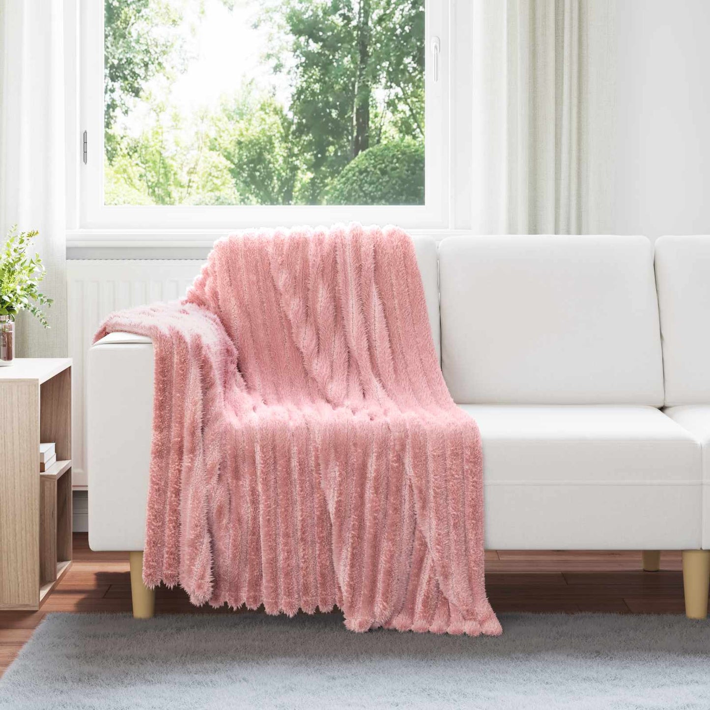 Throw Blanket Pink 150 x 130 cm Fleece