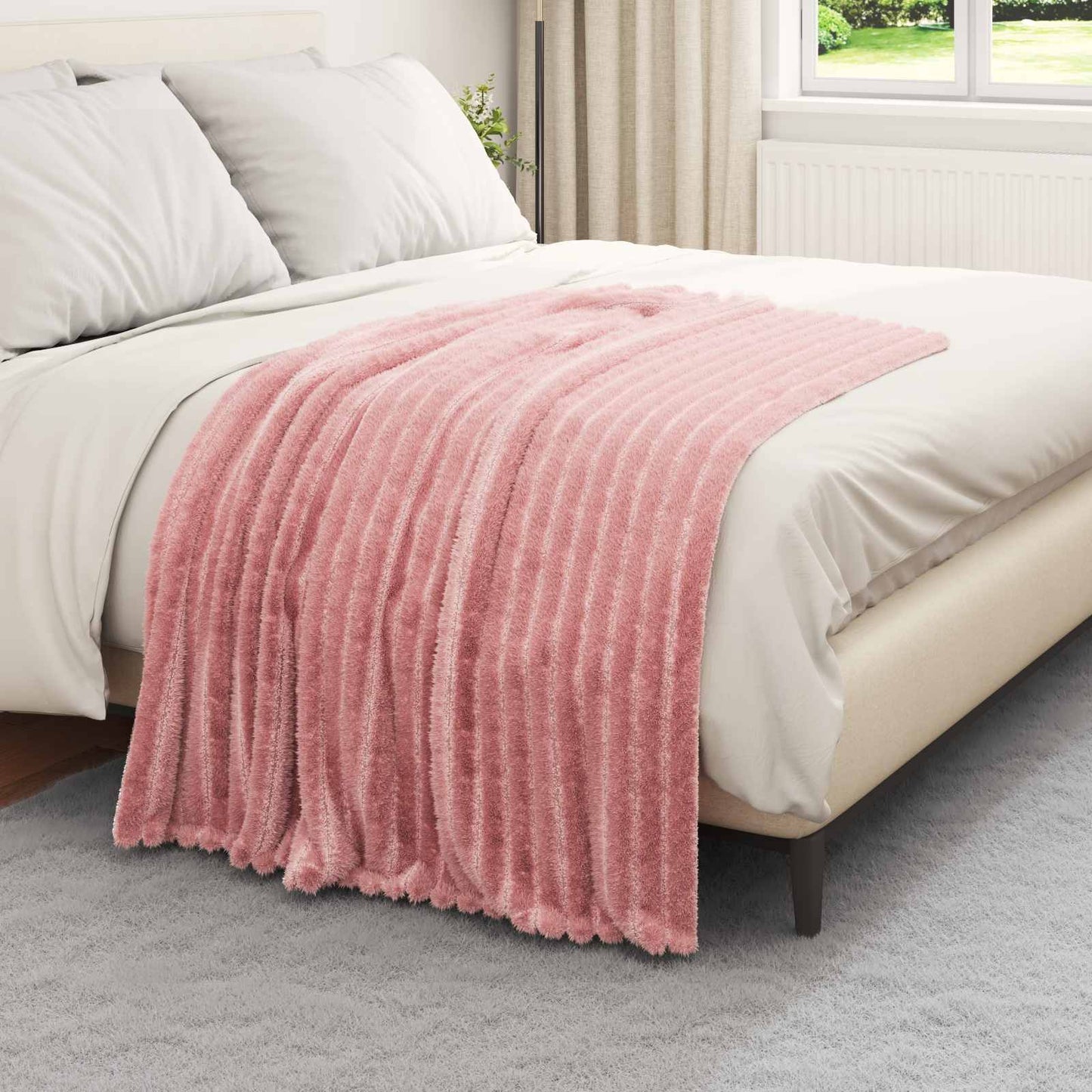 Throw Blanket Pink 150 x 130 cm Fleece