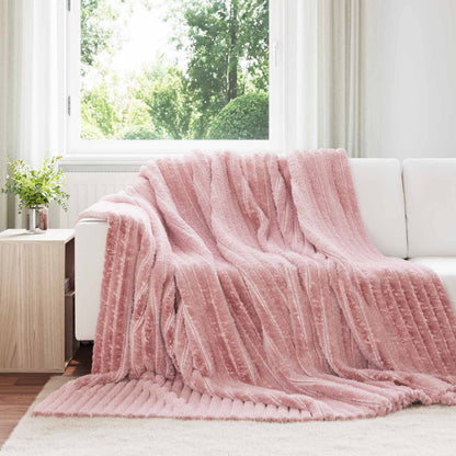 Throw Blanket Pink 240 x 220 cm Fleece