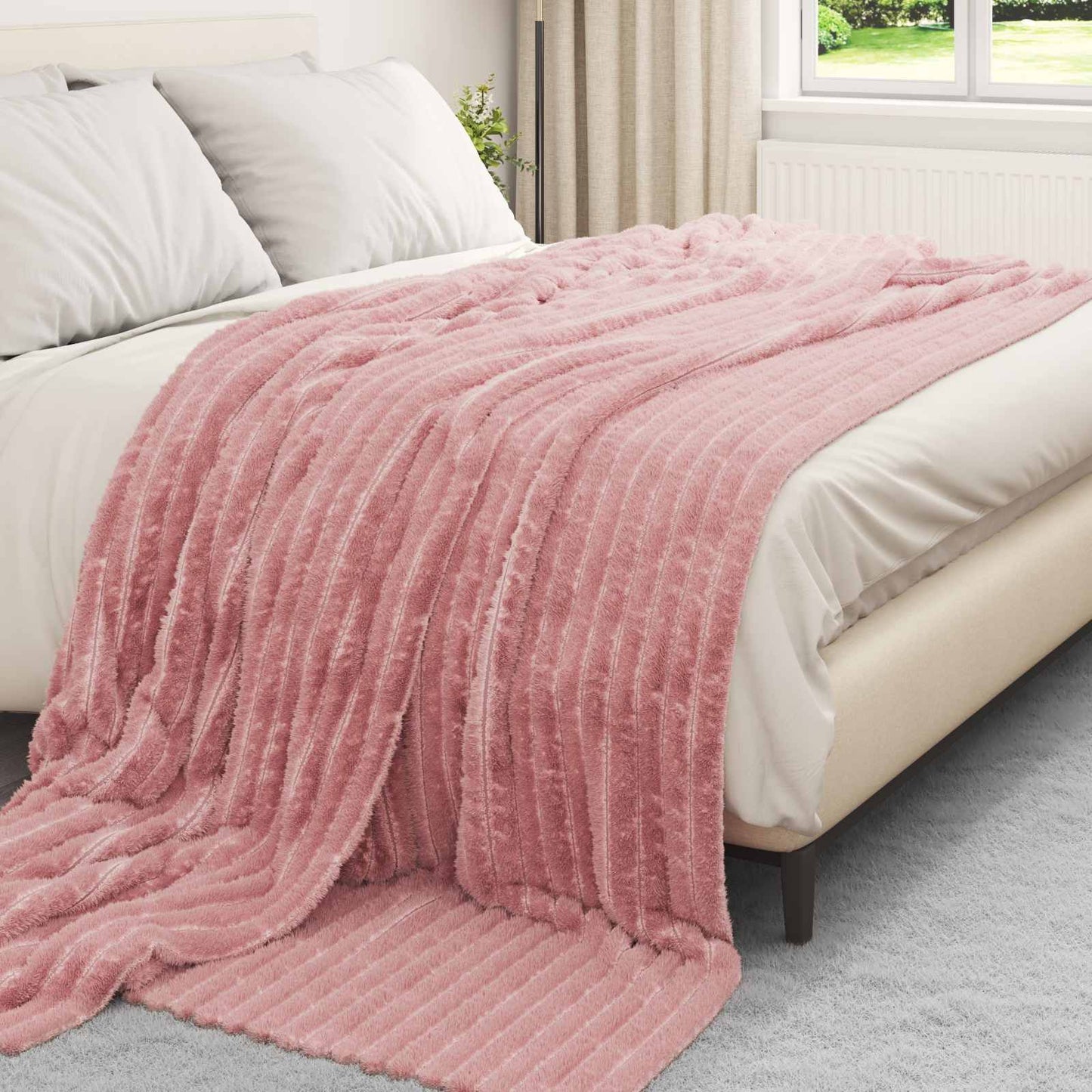 Throw Blanket Pink 270 x 240 cm Fleece